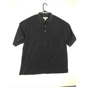 TOMMY BAHAMA Men Black Polo One Pocket 100% Silk Golf Shirt L Large